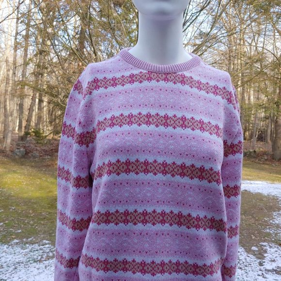 Vintage Women's J. Crew Pink Patterned Sweater - Picture 4 of 5